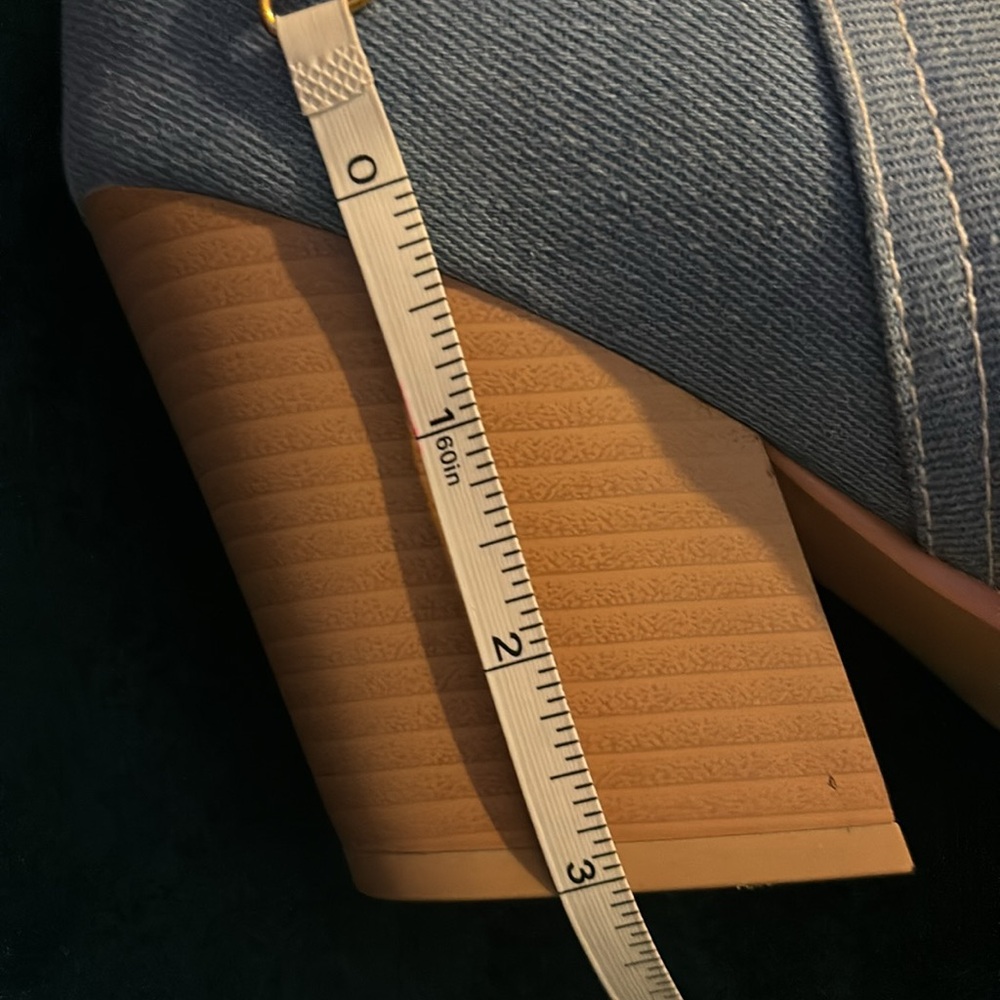 Vivianly Pointy Toe Denim Knee Boots w Chunky Heel Cowgirl Boot, Blue, 10, NWT - Picture 9 of 16